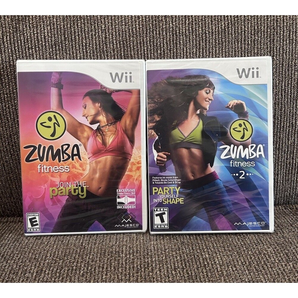 NWT Zumba Fitness Join The Party + Zumba Fitness 2 Nintendo Wii Games No Belt